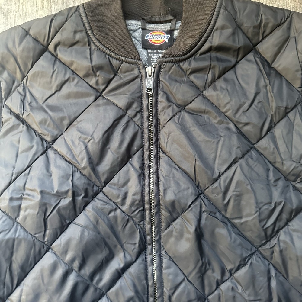 Dickies Men's Size Large L Diamond Quilted Nylon Vest Black Winter Y2K Workwear - Picture 3 of 7